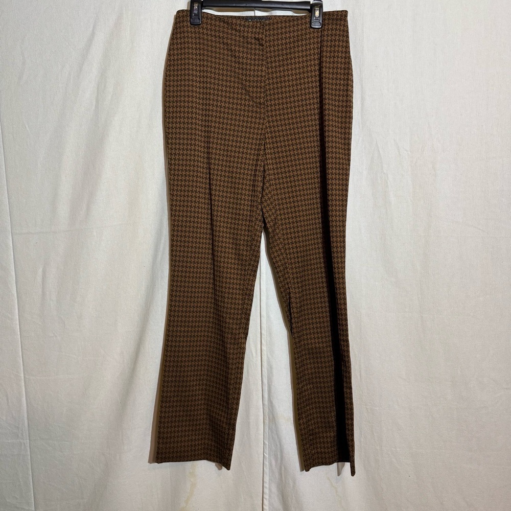 Harold’s // brown pinwheel print flare trousers size 10 A26